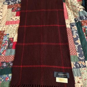 Vintage Johnstons of Elgin Mr Berry Deep Red & Burgundy 100% Cashmere Scarf